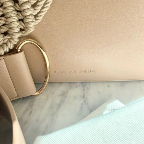 Simkhai Beige Biscotti Britt Wide Macrame Interchangeable Strap Leather Tote Bag - Picture 8 of 12